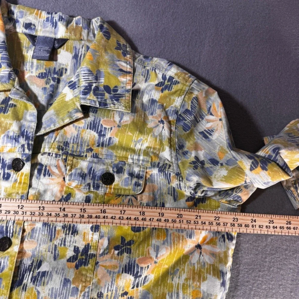 City Blues by Koret Womens Floral Jacket Green Blue Size L K8531124M Button Up‎